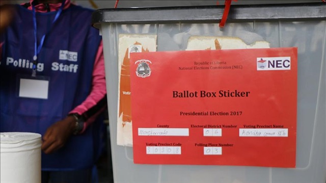 A ballot box, prepared for Liberian Presidential election is seen at a polling station at Montserrado in Monrovia, Liberia