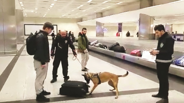 rama rezaletine karşılık olarak İstanbul Atatürk Havalimanı'nda Hollanda’dan gelen yolcular polis denetimine tutularak valizleri dedektör köpekle arandı.