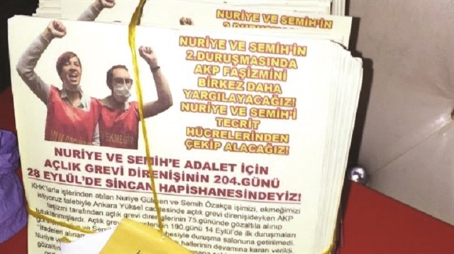 Adreslerde DHKP-C’li Nuriye Gülmen ve Semih Özakça’nın propaganda broşürleri çıktı.