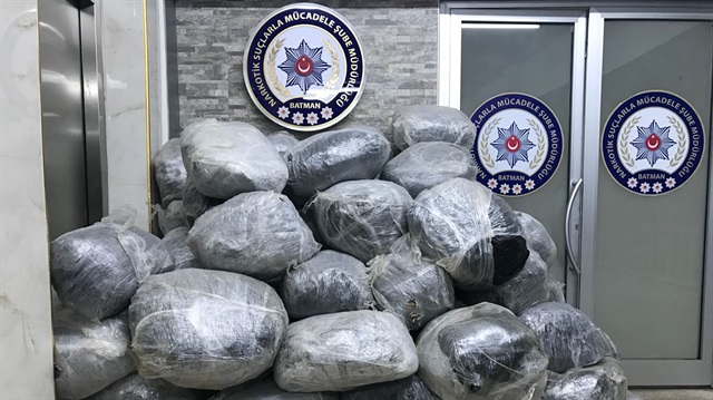 Police seized 459.5 kilograms (1,011 pounds) of cannabis in Batman, Turkey
