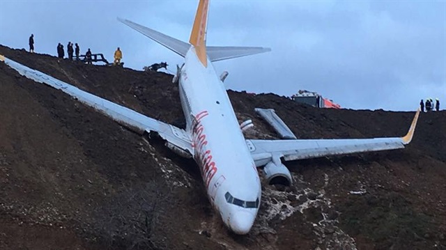 Trabzon Havalimanına inen uçak pistten çıktı. 
