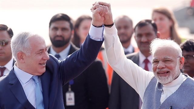 Israeli Prime Minister Benjamin Netanyahu and his Indian counterpart Narendra Modi