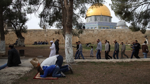 File Photo: Muslims perform the Friday Prayer at Al-Aqsa Mosque Compound in Jerusalem on December 22, 2017.