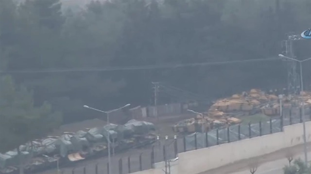 Tanks and armoured vehicles transferred to the 1st Border Troops in Hassa, in Turkey’s Hatay province