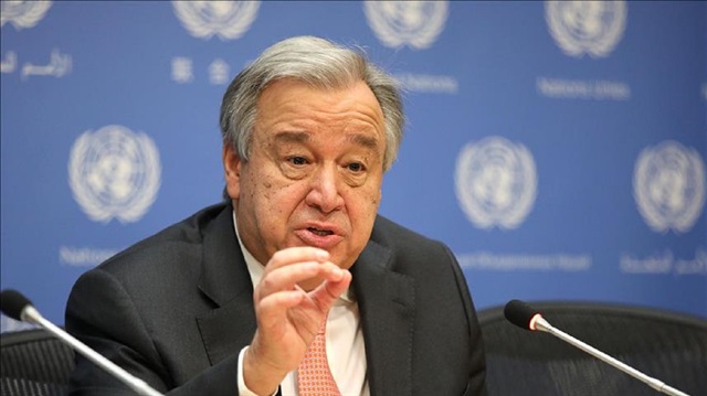 United Nations Secretary General Antonio Guterres holds a press conference at the United Nations Headquarters in New York, United States on January 16, 2018.