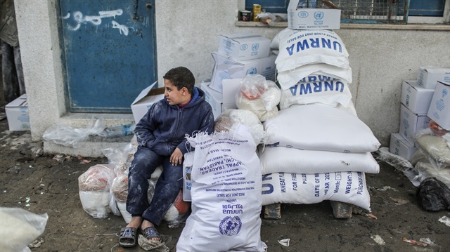 Food aid to Gazaian families by UNRWA