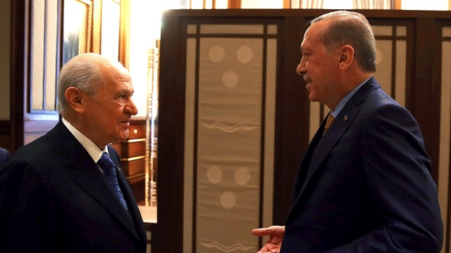 MHP leader Devlet Bahçeli and Turkish President Recep Tayyip Erdoğan