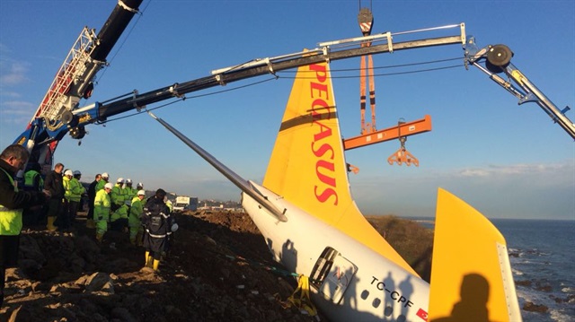 Trabzon’da pistten çıkan uçağı kurtarma çalışmaları devam ediyor.