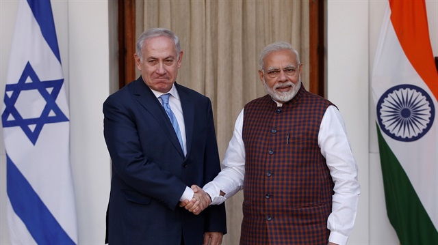 Israeli Prime Minister Benjamin Netanyahu and his Indian counterpart Narendra Modi 