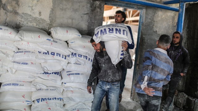 Food aid to Gazaian families by UNRWA

