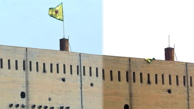Rasulayn'da bir süredir YPG paçavraları asılıydı. 