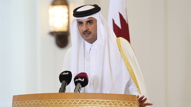 File Photo: Emir of Qatar Sheikh Tamim bin Hamad al-Thani speaks during a news conference in Doha