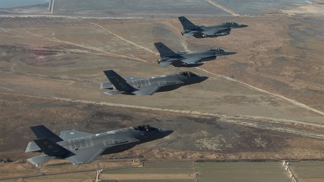  F-16 Fighting Falcons and F-35 Lightning
