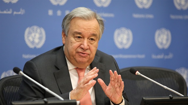 United Nations Secretary General Antonio Guterres holds a press conference at the United Nations Headquarters in New York, United States on January 16, 2018.