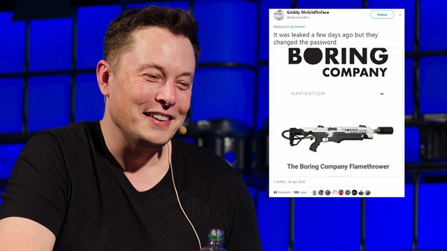 Elon Musk, şirketi The Boring Company için alev silahı satışa sundu. 