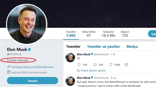 Musk, ilk olarak sosyal medya hesabından The Boring Company’nin adını taşıyan alev makinesinin görselini 'Küçük dostuma merhaba deyin' açıklamasıyla paylaştı