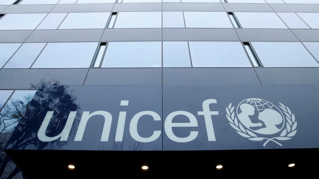 File Photo: A UNICEF logo is pictured outside their offices in Geneva