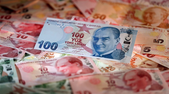 Turkish Lira banknotes are seen 