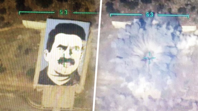 PKK elebaşı Öcalan’a ait dev poster imha edildi.