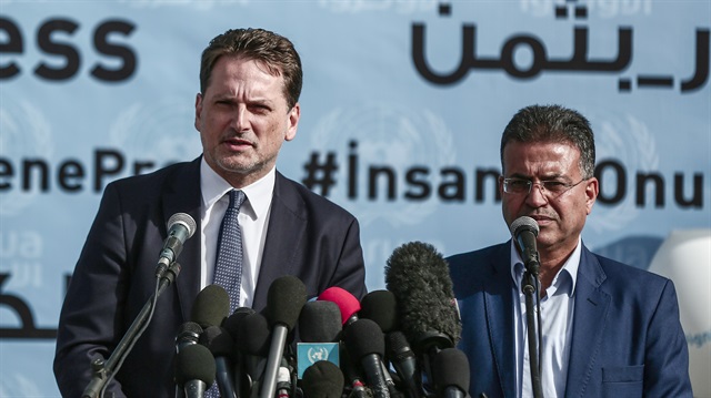 File Photo: Commissioner General for the United Nations Relief and Works Agency (UNRWA) for Palestine Refugees, Pierre Krahenbuhl hold a press conference in Gaza City, Gaza on January 22, 2018.