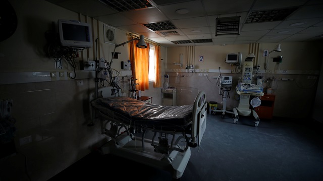 A room of the intensive care unit is seen empty of patients due to power shortages at Durra hospital in Gaza City