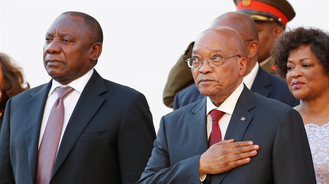 File Photo: South Africa's Deputy President Cyril Ramaphosa and President Jacob Zuma standing during the playing of the national anthem at the opening of Parliament in Cape Town