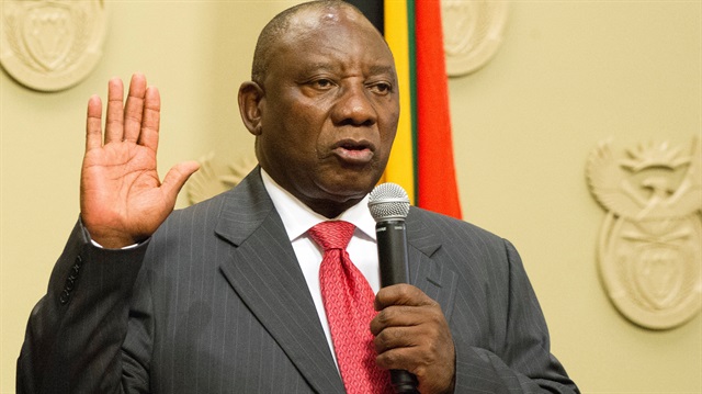 Cyril Ramaphosa is sworn in as the new South Africa president at the parliament in Cape Town