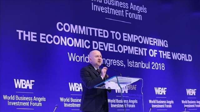 Baybars Altuntas, chairman of the World Business Angels Investment Forum (WBAF), speaks during the WBAF at Swissotel on February 19, 2018 in Istanbul, Turkey. 
