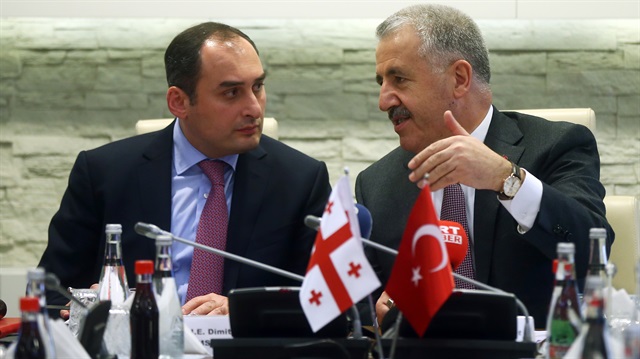 Ulaştırma, Denizcilik ve Haberleşme Bakanı Ahmet Arslan ile Gürcistanlı mevkidaşı