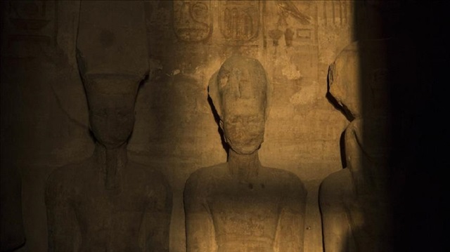 Sunbeams light up the statues of King Ramesses II at Abu Simbel temples in Aswan, Egypt on February 22, 2017. This occurrence happens twice per a year for twenty minutes on Ramses II’s coronation day, 22nd February, and his birthday, 22nd October