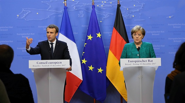 Fransa Cumhurbaşkanı Macron ve Almanya Başbakanı Merkel