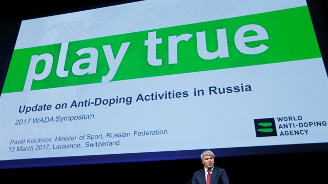 Pavel Kolobkov, Minister of Sport of Russia addresses the Symposium