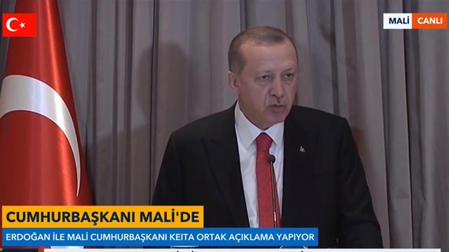 Cumhurbaşkanı Erdoğan Mali'de konuşuyor.