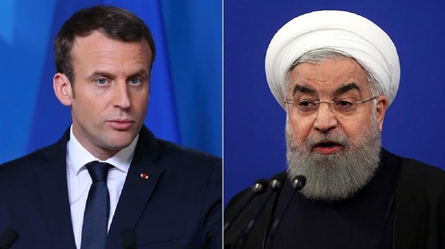 Fransa Cumhurbaşkanı Emmanuel Macron ve İran Cumhurbaşkanı Hasan Ruhani