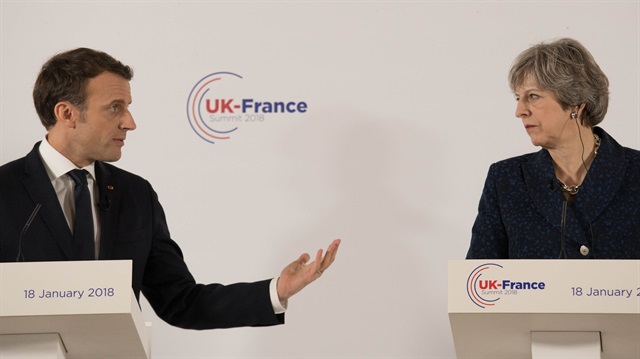 Britain's Prime Minister Theresa May and France's President Emmanuel Macron 