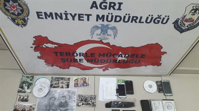 Ağrı'da terör örgütü PKK'ya ait dökümanlar