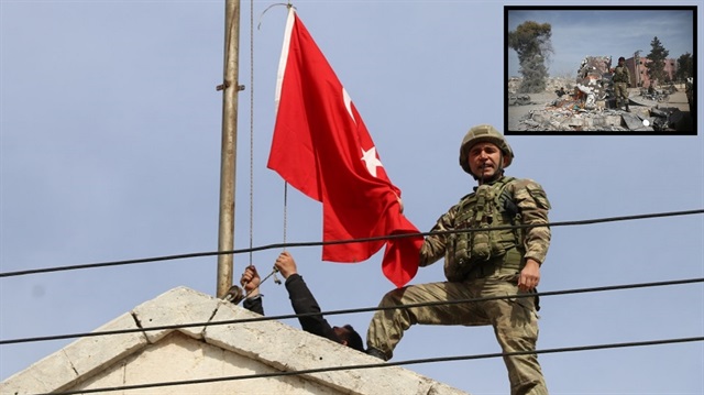 Afrin'e şanlı Türk bayrağı asıldı
