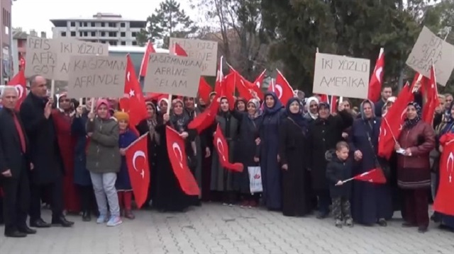 Kars'ta çok sayıda kişi Zeytin Dalı Harekatı'na destek için toplandı.
