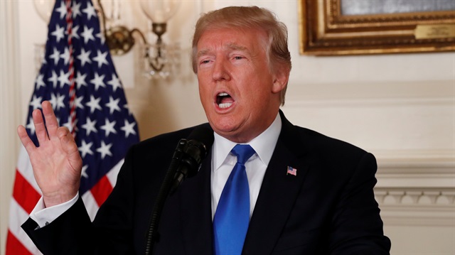 U.S. President Donald Trump speaks about the Iran nuclear deal 