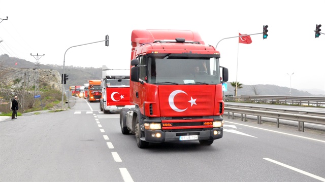 Zonguldak'ta Zeytin Dalı Harekatı'na destek amacıyla mehter takımı eşliğinde yürüyüş ve tır konvoyu düzenlendi