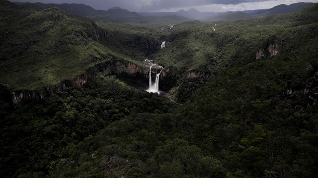 Salto do Rio Preto waterfall is seen in Chapada dos Veadeiros National Park in Alto Paraiso