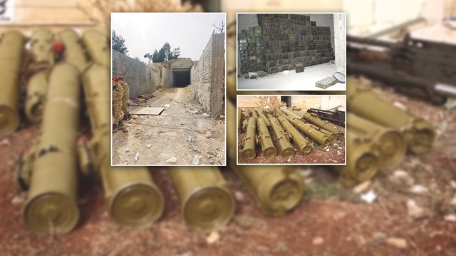 Afrin'de bulunan depolarda çok sayıda mühimmat ele geçirildi.