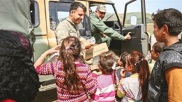 Turkish distribute aid to Afrin residents