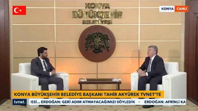 ​Konya Büyükşehir Belediye Başkanı Tahir Akyürek, TVNET ekranlarında Yeni Şafak İnternet Yazı İşleri Müdür Ersin Çelik'in sorularını yanıtlıyor.