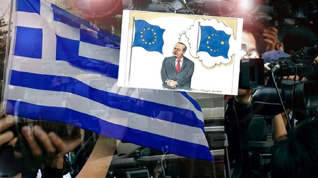 كاريكاتير لصحيفة يونانية يعترف بـ"عجز" الاتحاد الأوربيّ أمام تركيا