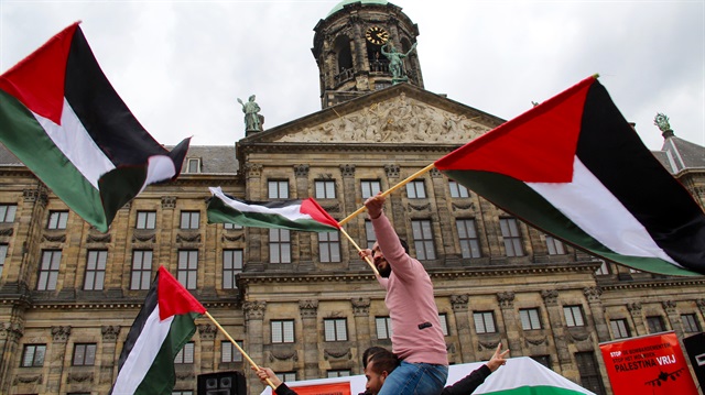 Hollanda'nın Başkent Amsterdam'da 30 Mart Filistin Toprak Günü'nün 42. yıl dönümü anıldı