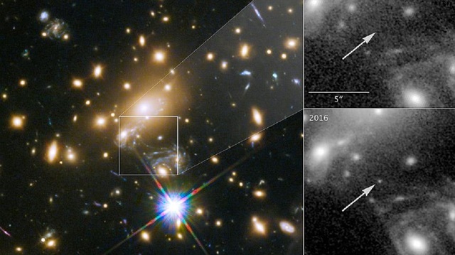 Hubble Teleskobu, derin uzay gözlemleri sırasında Dünya'dan 9 milyar ışık yılı uzaktaki bir yıldızı görüntüledi.