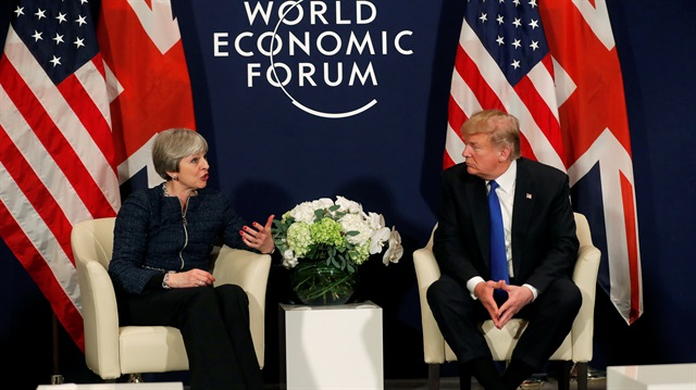 Arşiv: ABD Başkanı Donald Trump ile İngiltere Başbakanı Theresa May Dünya Ekonomik Forum'da bir araya gelmişlerdi.