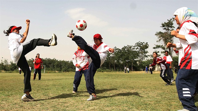 File Photo: Afghan girls play football during a tournament in kabul, afghanistan