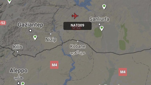 AWACS uçağı bir süre Türkiye sınırında uçtu.